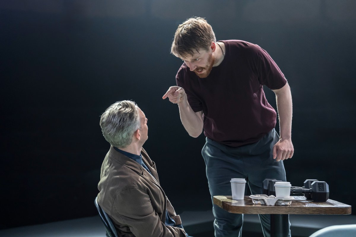 NTSonline's tweet image. “The fifth step, there is a confessional element to it, a sacred element” 
 
We are excited to share pictures of Jack Lowden and Martin Freeman taking to the stage at @sohoplacelondon in David Ireland’s The #FifthStep. Directed by Finn den Hertog

📸 Johan Persson
