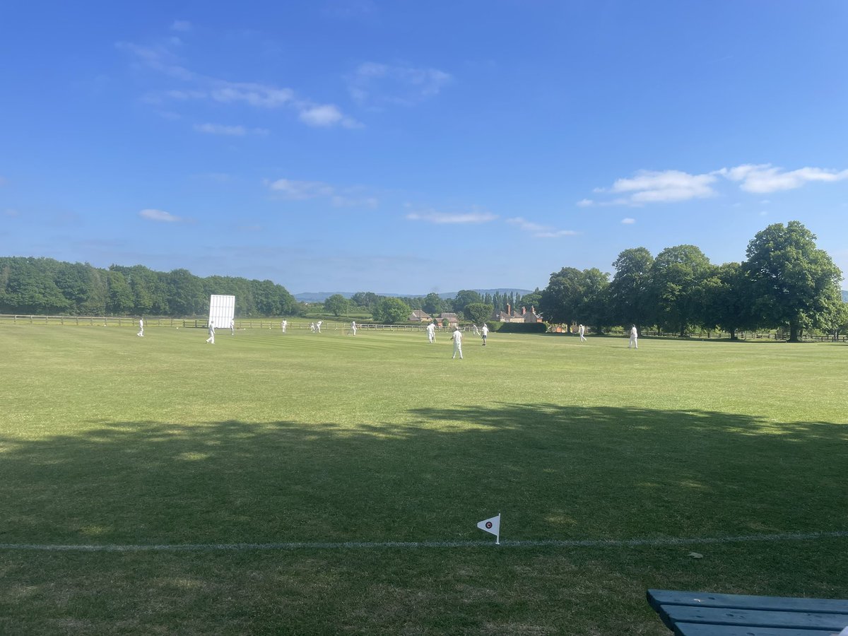Glorious location for cricket! At Overbury today, chasing 159 for victory!