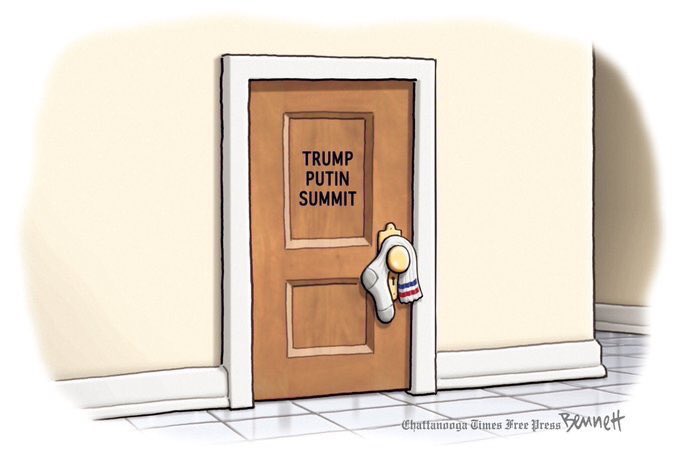 US_Latino's tweet photo. @RapidResponse47 A reminder that to this day no one knows what Trump and Putin discussed, negotiated and/or agreed to in their closed doors one-on-one at the #TreasonSummit in #Helsinki.
He destroyed the translator’s notes.
#TrumpRussia #TrumpPutin
Cartoon by .@BennettCartoons https://t.co/rtVDyloTrH