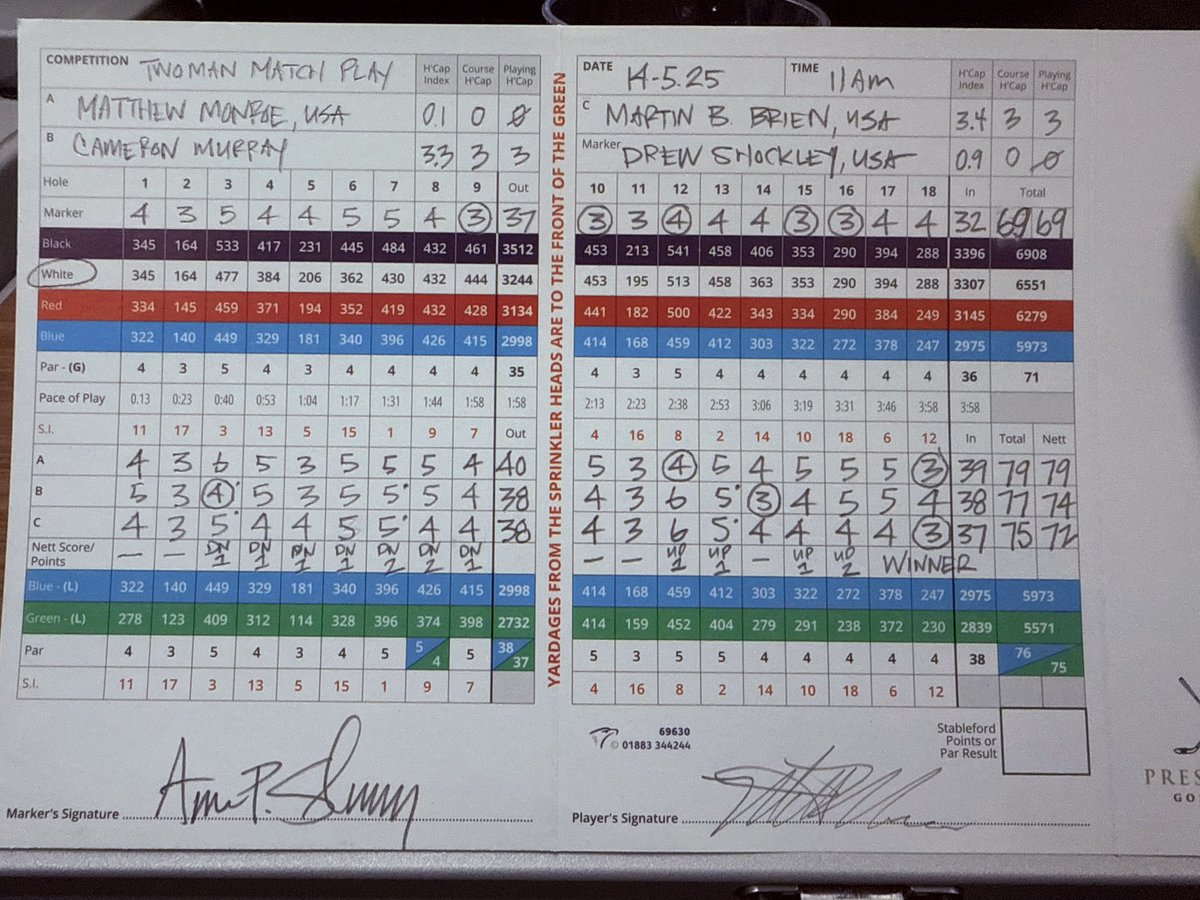 DrewShockley's tweet photo. Saved my best round for the LAST day in Scotland @PrestwickGC 

Designed by Old Tom Morris - Prestwick Golf Club is the birthplace of @TheOpen in 1860 and has hosted the event 24 times. 

Major thanks to host member Cameron Murray. 

Beautiful day at a historic place. https://t.co/KKhis21N5p