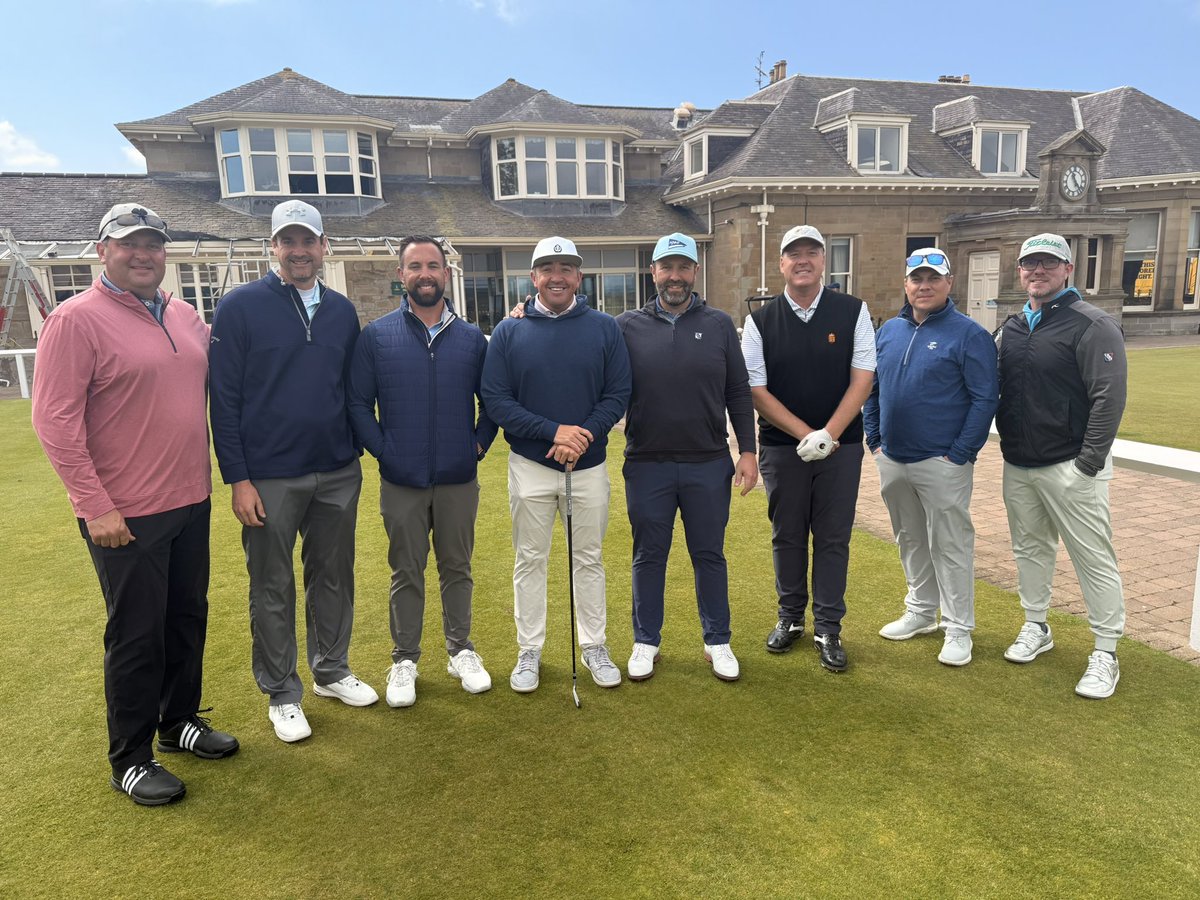 DrewShockley's tweet photo. Saved my best round for the LAST day in Scotland @PrestwickGC 

Designed by Old Tom Morris - Prestwick Golf Club is the birthplace of @TheOpen in 1860 and has hosted the event 24 times. 

Major thanks to host member Cameron Murray. 

Beautiful day at a historic place. https://t.co/KKhis21N5p