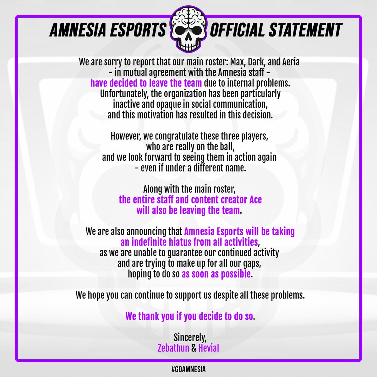 Amnesia Esports (@goamnesia) on Twitter photo 