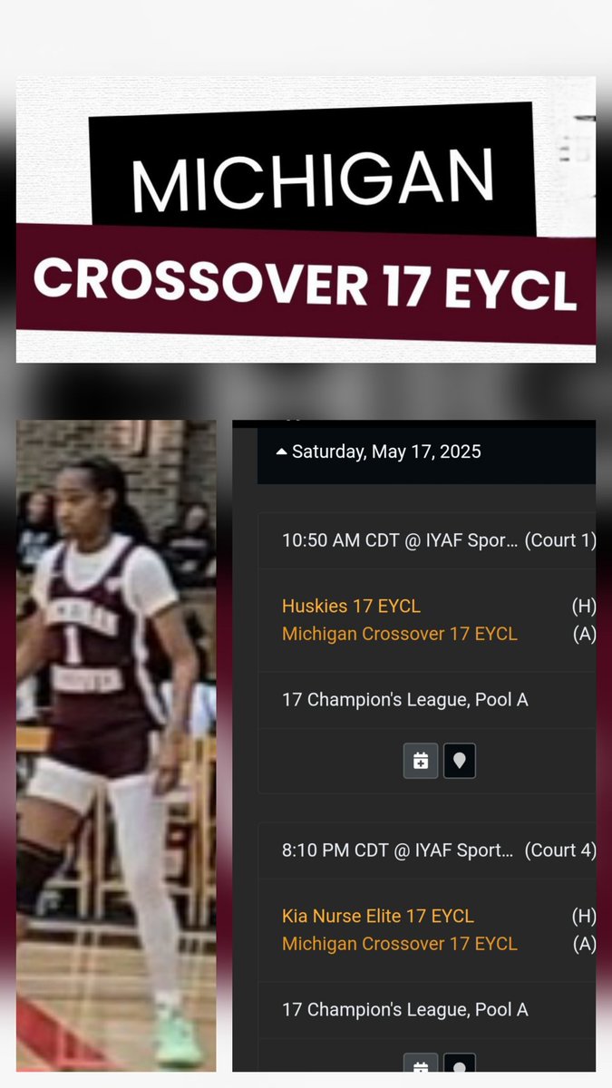We're in Iowa for EYCL session 2. Yesterday we went 1-1 
Game 1 10pt 3rebs 5ast
Game 2 8pts 5rebs 4ast 
We are about to get started again today. 2-0 is the goal! Come check us out!