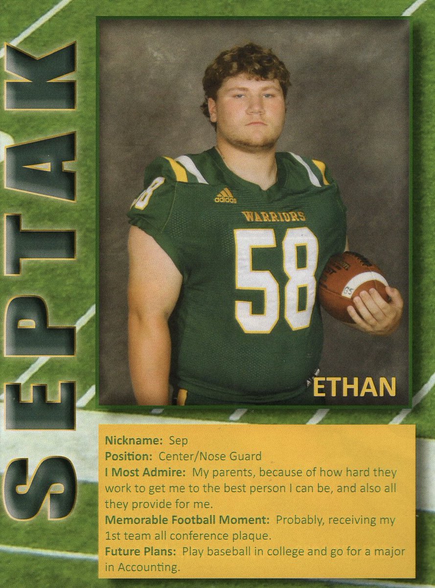 Rush Pedder (@rushpedder) on Twitter photo SENIOR SPOTLIGHT
<a href="/ethanseptak/">Ethan Septak</a>
Penn-Trafford High School
Class of 2025
<a href="/ptwarriorfb/">PennTraffordFootball</a> SENIOR SPOTLIGHT
<a href="/ethanseptak/">Ethan Septak</a>
Penn-Trafford High School
Class of 2025
<a href="/ptwarriorfb/">PennTraffordFootball</a>