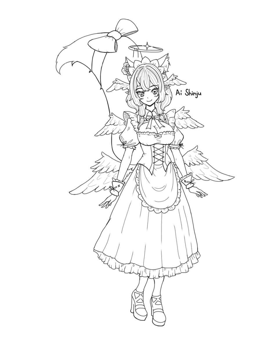 The_Airyl's tweet photo. Ai Shinju maid🥀 

Probably the most detailed one I've done so far, looking forward to colouring it when I'm done  

#AiWantArt https://t.co/ah0S03ynCZ