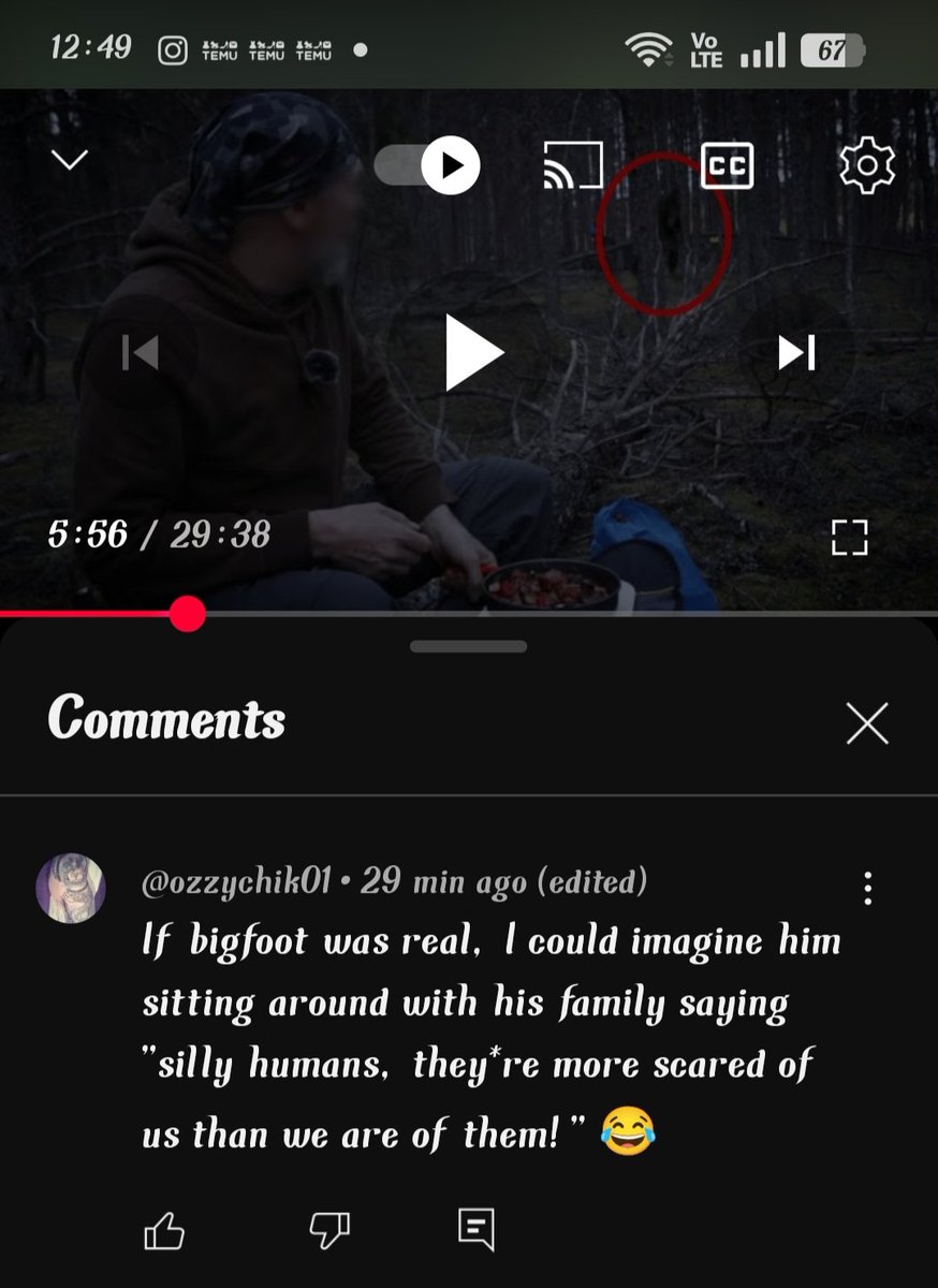 0zChik's tweet image. Watching creepy videos on YT and bigfoot came up...I had to reply 😂