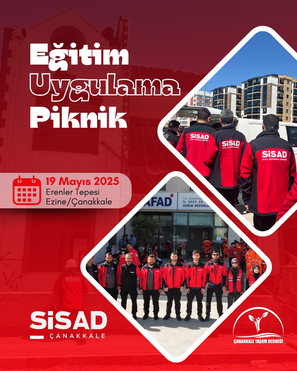 yasamder17's tweet photo. SİSAD Çanakkale İl Temsilciliği olarak ekibimizle yapacağımız aylık buluşmada paydaşımız Çanakkale Yaşam Derneği ile ortaklaşa olarak düzenlenecek faaliyette;

Sedye yapımı ve taşıma teknikleri,
Afet durumlarında suları temizleme teknikleri
ve uygulama çalışmaları icra edilecek⤵️ https://t.co/JwlIst7BxC