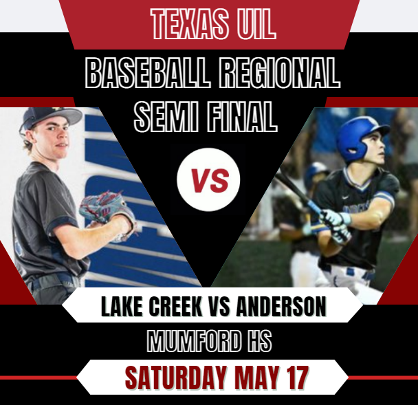 THSBCA_ (@thsbca1) on Twitter photo βΎοΈ REGIONAL SEMI FINAL
<a href="/TrojanVarsity/">Anderson Trojan Baseball</a> vs <a href="/LakeCreekBall/">Lake Creek Baseball</a>
π | Saturday May 17
π | 1pm
π₯ Livestream: bit.ly/4B0J7BL
πMUMFROD HS
<a href="/Dpiecanes24/">Darek Paiz</a> <a href="/JSchocket/">Jack Schocket</a> <a href="/GusBegert/">Gus Begert</a> <a href="/LeoTrevino27/">Leo Trevino 27</a> <a href="/KMatthews15/">Kenny Matthews</a> <a href="/LakeCreekHS/">Lake Creek High School</a> <a href="/lakecreekbaseb1/">lakecreekbaseballclub</a> <a href="/Owen_Thomas22/">Owen Thomas</a> <a href="/GSal_19/">Gene Salazar</a> <a href="/JamesColejr8/">James Cole Jr.</a> βΎοΈ REGIONAL SEMI FINAL
<a href="/TrojanVarsity/">Anderson Trojan Baseball</a> vs <a href="/LakeCreekBall/">Lake Creek Baseball</a>
π | Saturday May 17
π | 1pm
π₯ Livestream: bit.ly/4B0J7BL
πMUMFROD HS
<a href="/Dpiecanes24/">Darek Paiz</a> <a href="/JSchocket/">Jack Schocket</a> <a href="/GusBegert/">Gus Begert</a> <a href="/LeoTrevino27/">Leo Trevino 27</a> <a href="/KMatthews15/">Kenny Matthews</a> <a href="/LakeCreekHS/">Lake Creek High School</a> <a href="/lakecreekbaseb1/">lakecreekbaseballclub</a> <a href="/Owen_Thomas22/">Owen Thomas</a> <a href="/GSal_19/">Gene Salazar</a> <a href="/JamesColejr8/">James Cole Jr.</a>