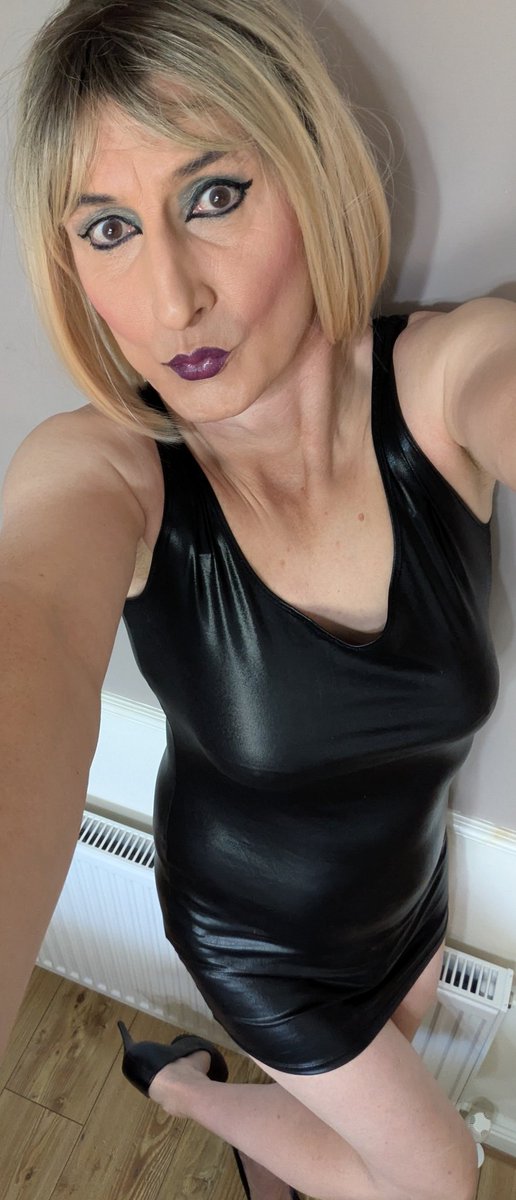 Pvc mini dress and high heels today love it xxx
