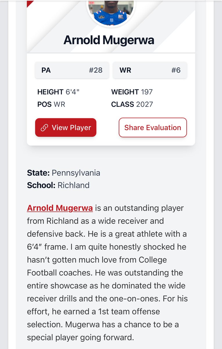 ArnoldMugerwa's tweet photo. Huge thanks to both @PRZVicCastillo and @footballcoach79 for the write up! @coachbaileyFB @PrepRedzonePA @PaFootballNews @PAPrepsRivals https://t.co/D7NuduYAcx