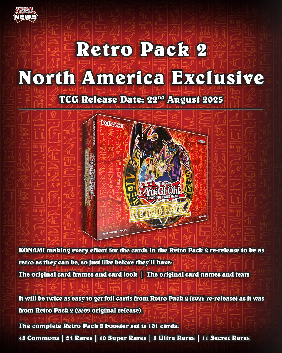 2 Konami is bringing back the Retro Pack, along with Retro  Pack 2. It looks like, once again, this release will be exclusive to North  America. # #YuGiOh #