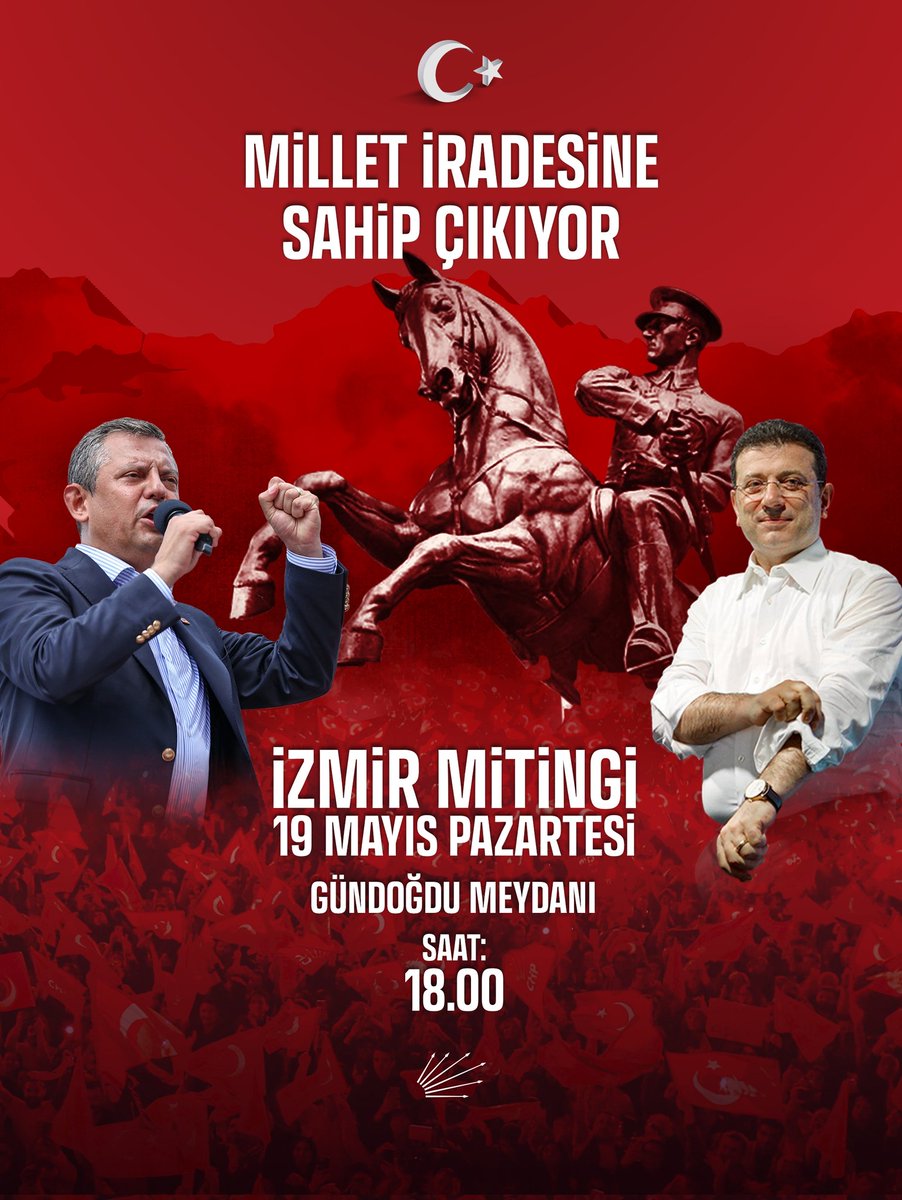 19 Mayıs Atatürk’ü Anma, Gençlik ve Spor Bayramı’nda İzmir’deyiz!

Bayraklarımızla, coşkumuzla, mücadelemizle Gündoğdu Meydanı’nda buluşuyoruz!

🗓️19 Mayıs Pazartesi
⏰18.00
📍Gündoğdu Meydanı