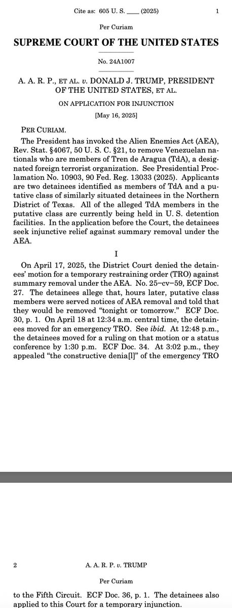 mrddmia's tweet image. The Supreme Court took nearly 650 hours to rule on the Tren de Aragua case.
(And simply punted to a lower court.)
After complaining the district court took too long to rule.
During the 14 hours and 28 minutes on Holy Saturday between 12:34 am and 3:02 pm.
Embarrassing.…