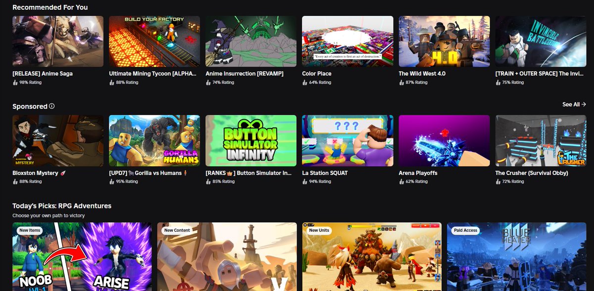 Has this happened to anyone else?

Bro why did Roblox just get RID of the continue page for me

Above this is my friends and below is rows of recommendations 

<a href="/Roblox/">Roblox</a> #ROBLOX