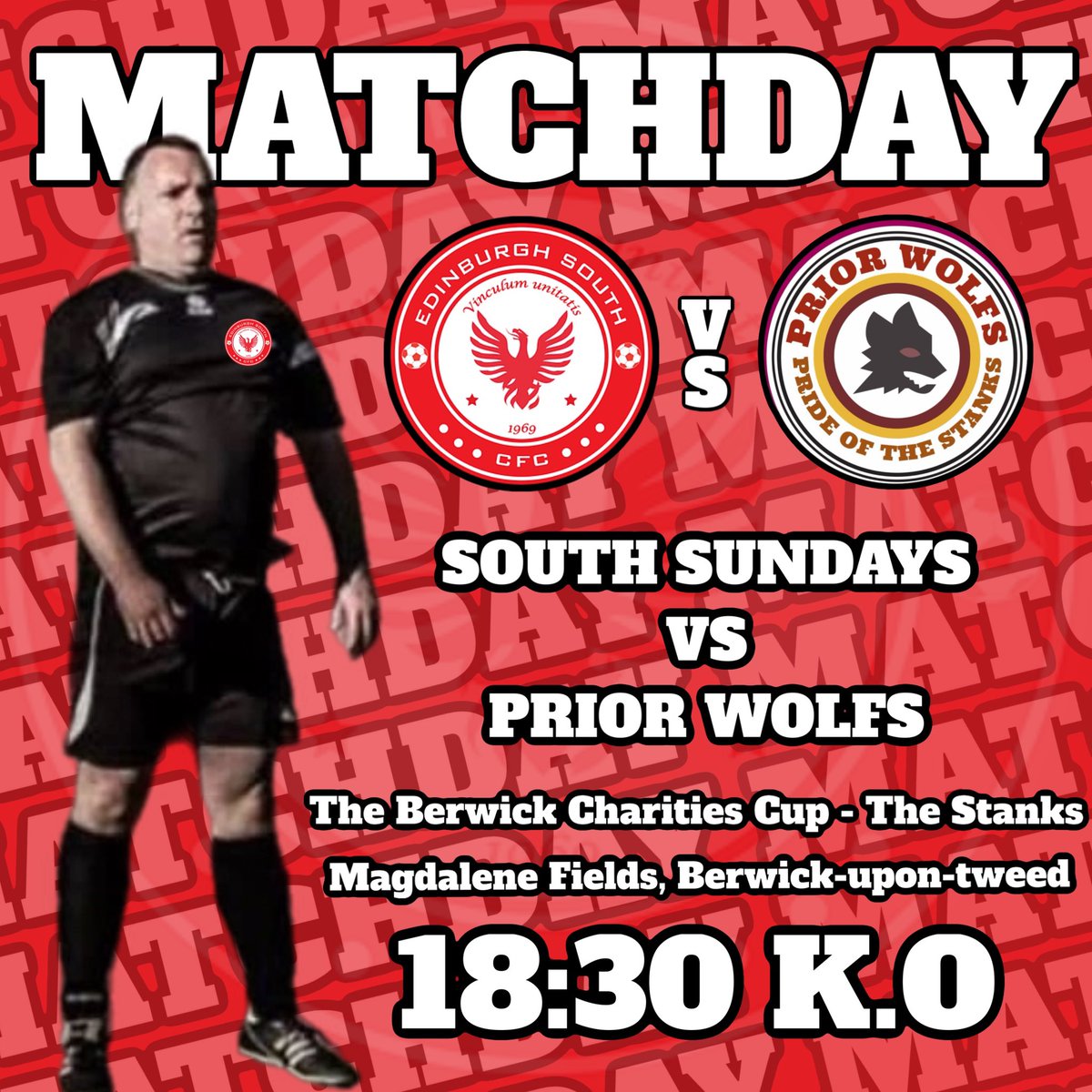🔥 Matchday! 🔥
Edinburgh South 🆚 Prior Wolfs
🏆 The Stanks Cup
📍 Magdalene Fields, Berwick
🗓️ [17/5/2025] | 🕒 [18:30 K.O]

Don’t miss this one! 👊⚽️
#StanksCup #GrassrootsFootball #Berwick