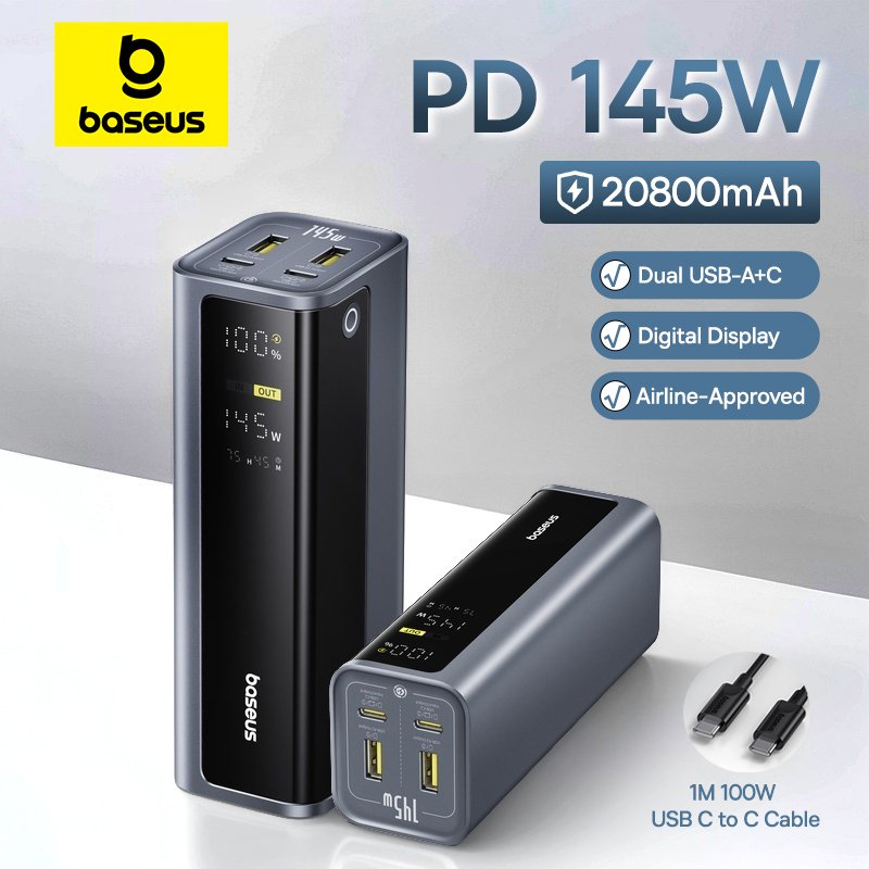 cleanse29's tweet photo. Baseus 145W Power Bank 20800mAh Dual USB A USB C PD 100W Fast Charging Digital Display Portable PowerBank for Laptop Phone Steam
Price Now: USD 93.99
🔗Click & Buy: https://t.co/5ZyykzNF1q
#LaptopPowerBank, #PhonePowerBank, #SmartphoneAccessories https://t.co/GMeJEZbE49