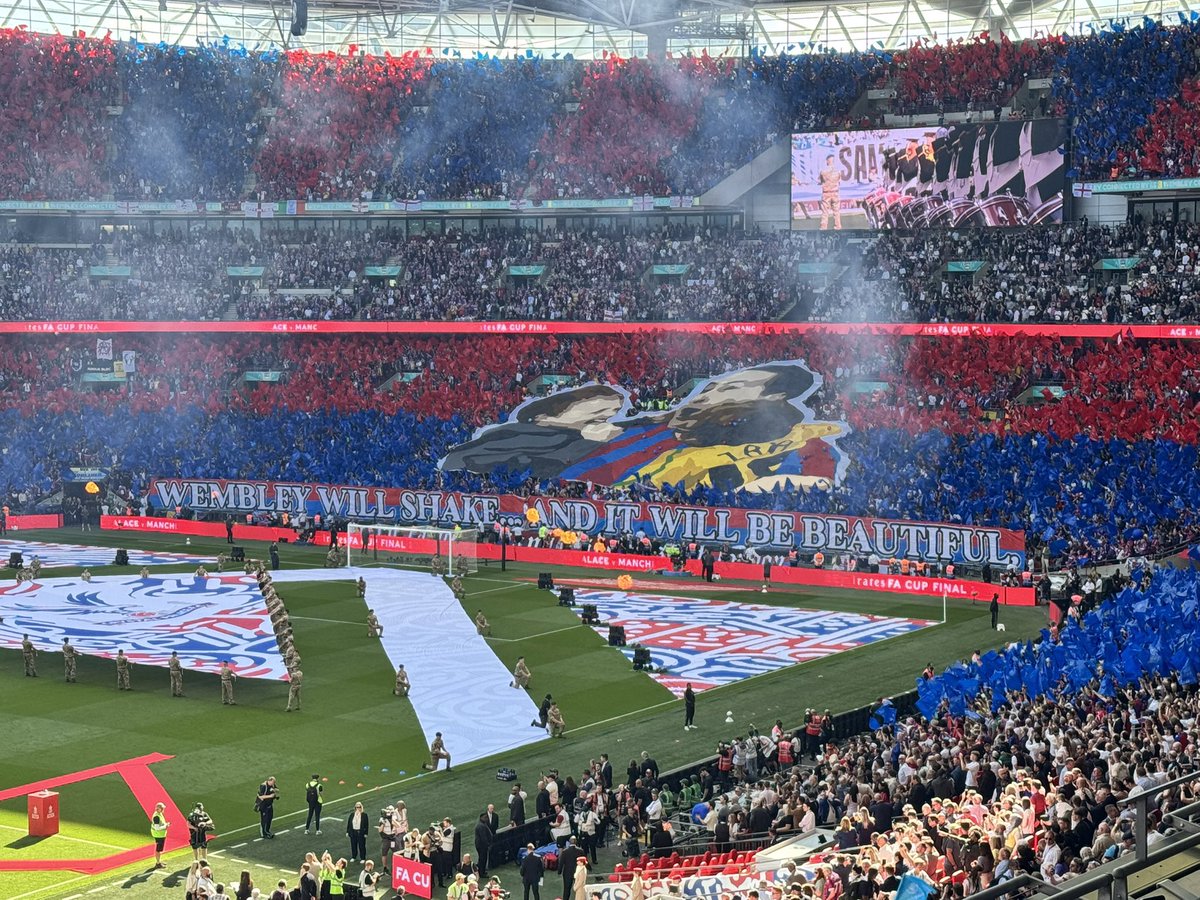 “Wembley will shake and it will be beautiful”.

The Crystal Palace display at Wembley today. #CPFC 👏
