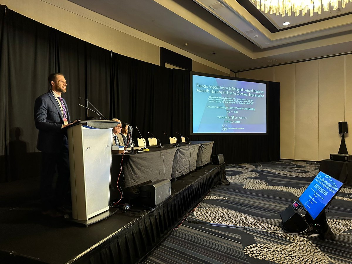 ANSneurotology's tweet image. 🏆 Congratulations to Dr. Michael W. Canfarotta, recipient of the Neurotology Fellow Award at the 2025 ANS Spring Meeting in New Orleans! 🎉

#ANS2025 #COSM2025 #Neurotology #Otology #CochlearImplants #HearingPreservation #ENTResearch