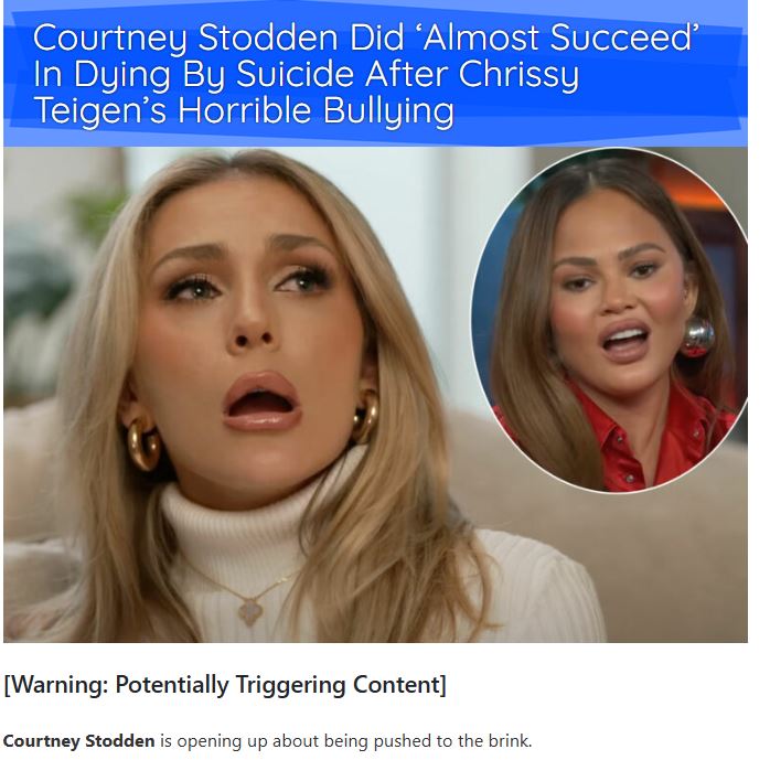 according2_taz's tweet photo. Meghan and Harry have launched a campaign 'No child Lost to Social Media' but she's chosen Chrissy to appear on her show, who bullied a teenager so badly on social media, that she wanted to kill herself! In fact Chrissy even TOLD her to kill herself, publicly!! Encouraging her followers to pile on as well.
So not only did Chrissy Teigen write sick stuff about children, she also targeted Courtney Stodden & bullied her so badly that she wanted to take her own life.
Courtney was married off at 16 to a 51 year old actor, who had started grooming her at 15 when she attended acting classes. She said that she was sexualised, exploited and abused by everyone around her, which was clear for most people to see.
But rather than feeling concern or compassion to the 16-17 year old girl, Chrissy started abusing her online. Chrissy targeted her on Twitter telling her to take a 'dirt nap' and to 'go to sleep forever', Courtney said she even privately sent messages telling her to kill herself.
In 2021 this was made public and Chrissy publicly apologised, to the media and on twitter, YET according to Courtney, she never reached out to her directly. So her apologies were obviously more about damage control for her reputation because she got found out.