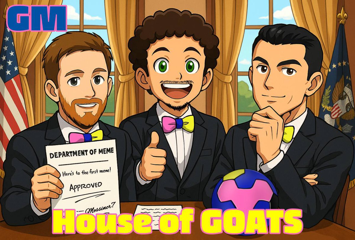 MessinCr7sol's tweet photo. AND IT'S OFFICIAL NOW 💥

The Department of Meme has approved the first entry from the GOAT house itself 

The Hero, backed by legends, signed the papers. 
MessinCR7 is now MEME LAW.

Welcome to the HOUSE OF GOATS