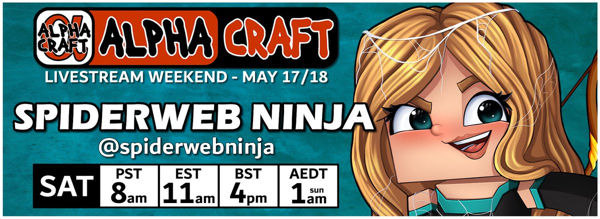 spiderweb Ninja is currently at the helm of the AlphaCraft Livestream Weekend. Hop in and say hey

twitch.tv/spiderwebninja