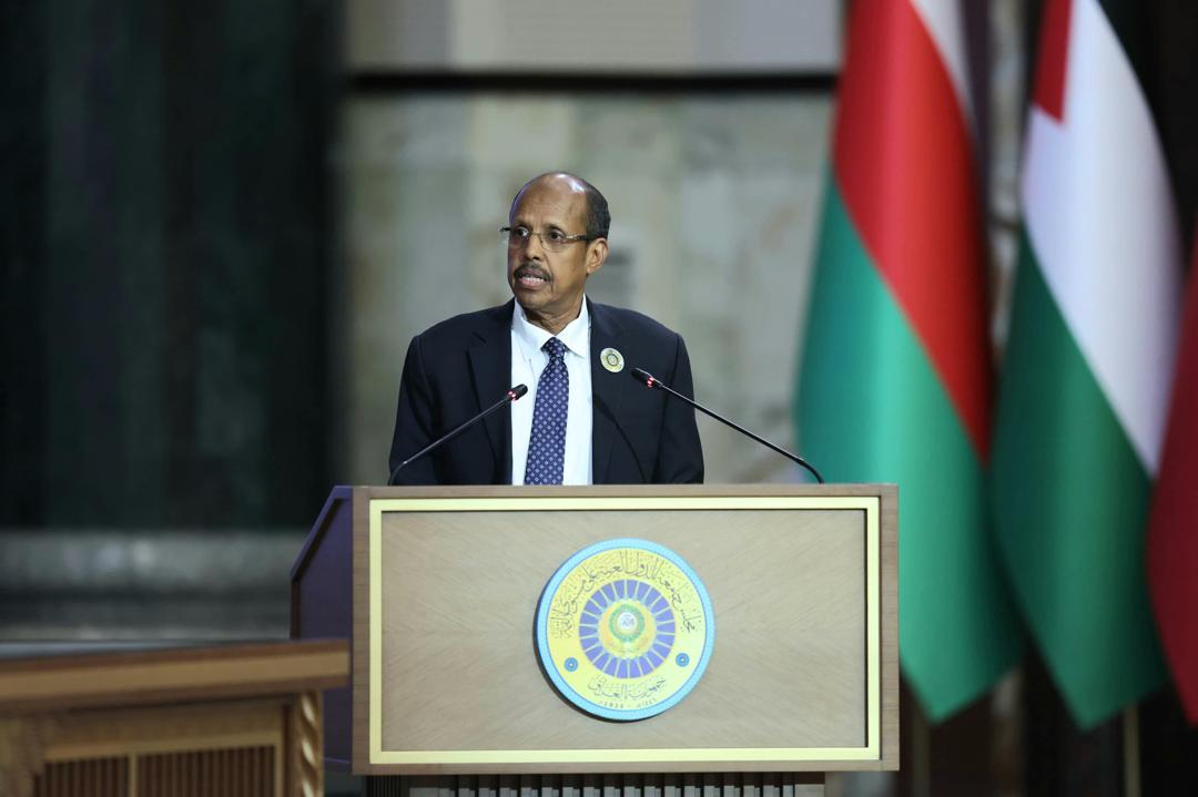 _AfricanUnion's tweet photo. The Chairperson of the @_AfricanUnion Commission H.E. @ymahmoudali had the district opportunity to address the 34th Ordinary Session of the Summit of the Arab League that took place in Baghdad today.
Mr Youssouf called for regional and  international cooperation to end the crisis in Sudan, and Libya, and stabilisation efforts in Somalia.

Read @ https://t.co/Eq581QRxCc