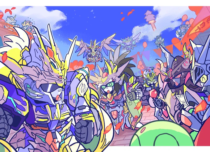 ワチャっとしたやつ!オールキャラ感ある掲示物欲しいよねということで、ブースクロス用の絵～。 