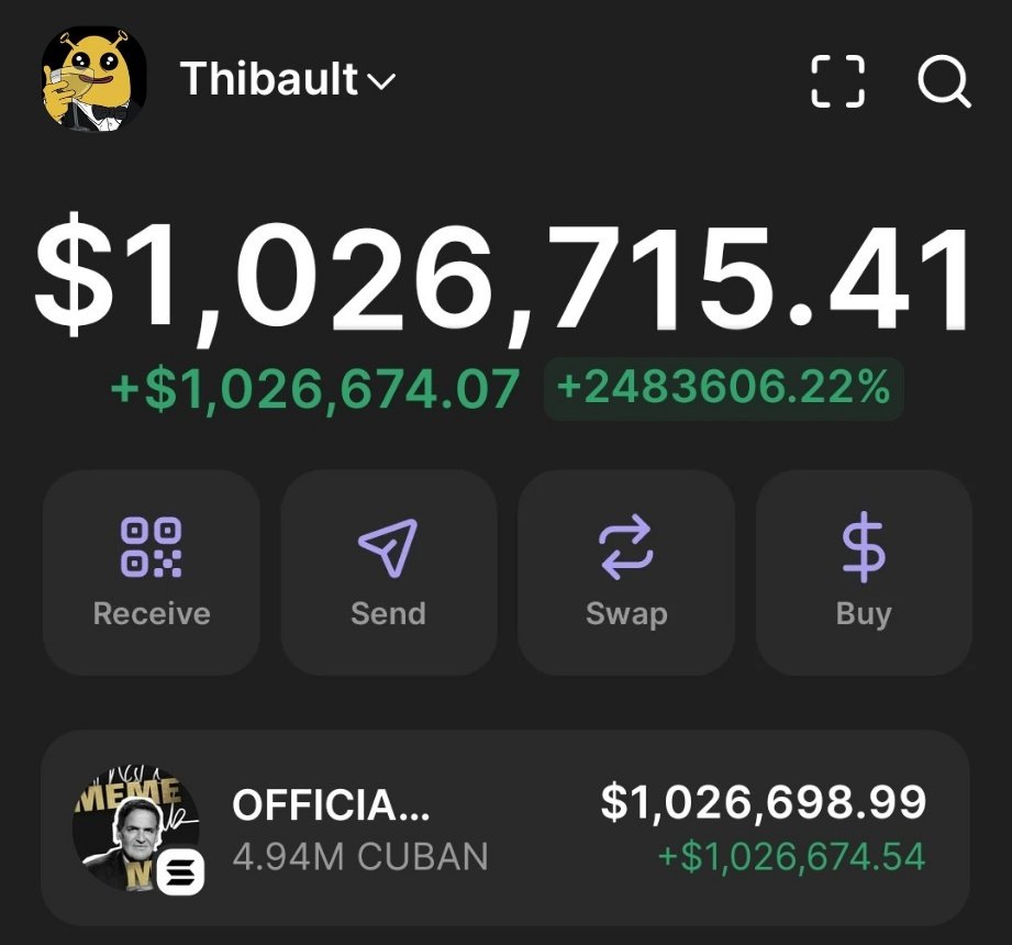 degenThibault's tweet photo. Looks easy when we do it!
$CUBAN fed the fam scooped it at a $3M market cap and watched it rocket to $203.2M. That’s a massive 67.7x return in just a few hours. Now that’s strategy. That’s momentum.
#memecoin #Cryptogians #Solana #CUBAN #RFC #Esim
We’re stacking heavy! 💪🏻🚀🔥💸 https://t.co/qs6tKqGhDH
