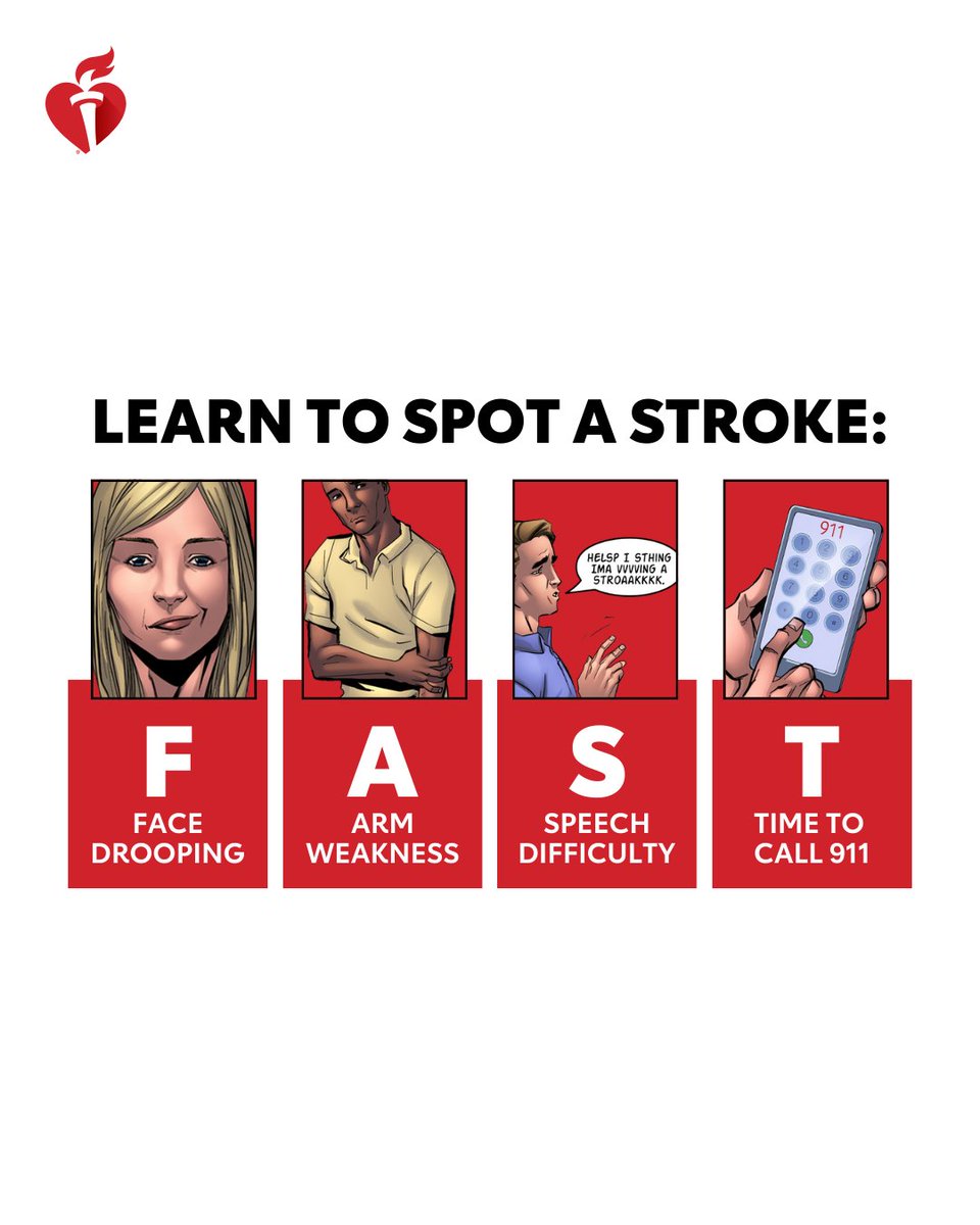 AmericanHeartVA's tweet photo. Learn how to save a life from stroke. If you spot one of these warning signs, call 911 right away. #StrokeMonth 

@hcavirginia is the local sponsor of Together to End Stroke®. https://t.co/r2yWvbycNX