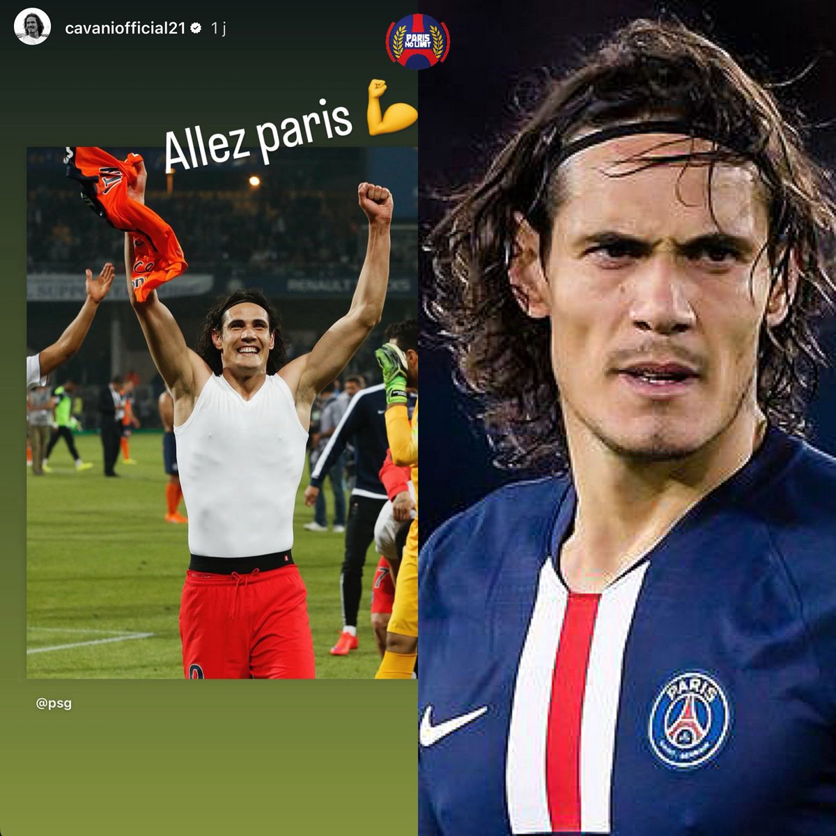 Xparisnolimit's tweet photo. ❤️💙🥷🇺🇾 La dernière story de Cavani ! https://t.co/a7MBcpmIGZ