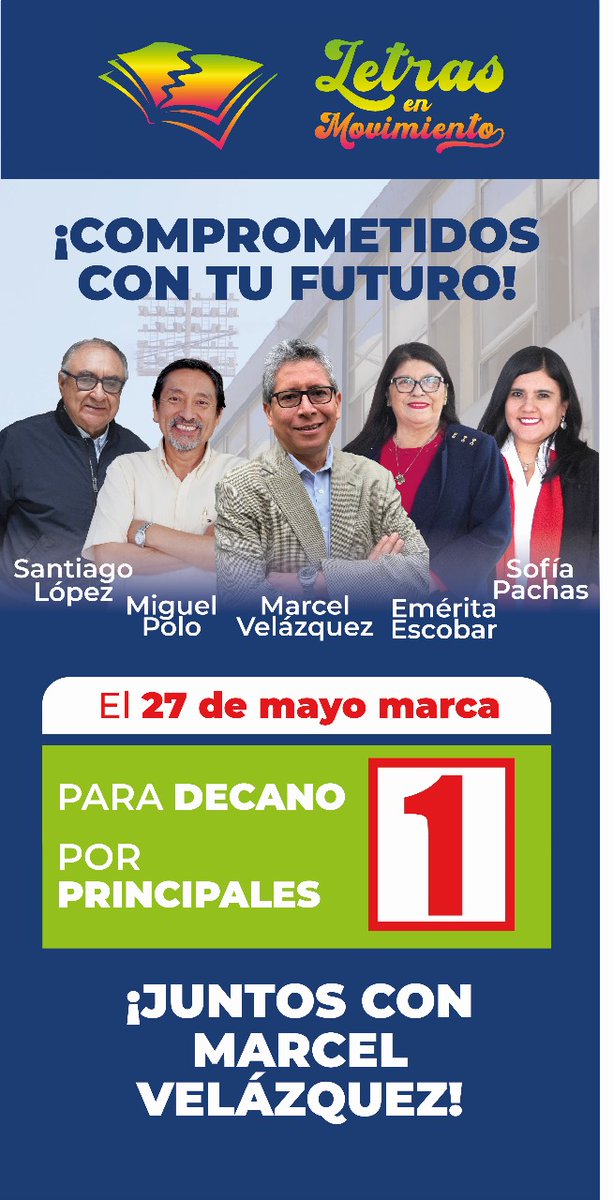 En la facultad de Letras de #SanMarcos, se han reunido profesores comprometidos con el bien común y con el futuro de los estudiantes. Todos tienen trayectoria académica y vocación de servicio. No queremos ser gobernados por los peores. Queremos recuperar nuestra universidad.