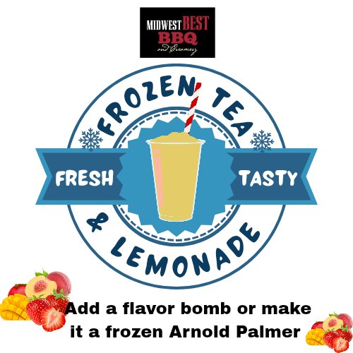 MidwestBestBBQ's tweet image. Come and grab one of our summertime cold drinks! Frozen sweet tea, lemonade, or make it an Arnold Palmer! Add a mango, strawberry, or peach flavor bomb to it for an extra special treat! Available daily!