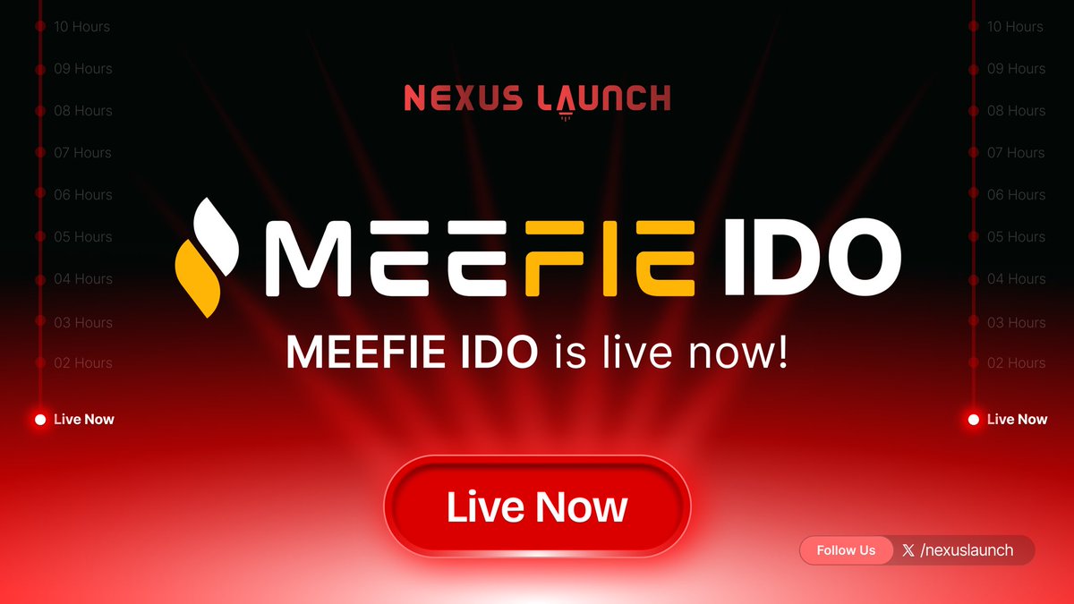 🚀 <a href="/meefieofficial/">MeeFie Official</a> IDO IS NOW LIVE!

The wait is over the Meefie IDO has officially launched on Nexus Launch!

Be among the first to participate and secure your spot in Meefie IDO.

Buy now: nexuslaunch.app/projects/meefi…

Sale Details:

 ℹ️Total Raise: $50,000
 ℹ️Min/Max Allocation: