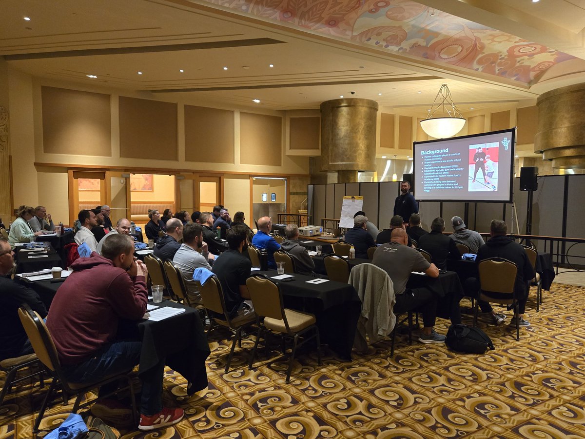 Personal Trainer Matt McKenzie speaking at the 2025 MBHOF Coaches Clinic. Matt flew home last night from the NBA Combine to speak with us.