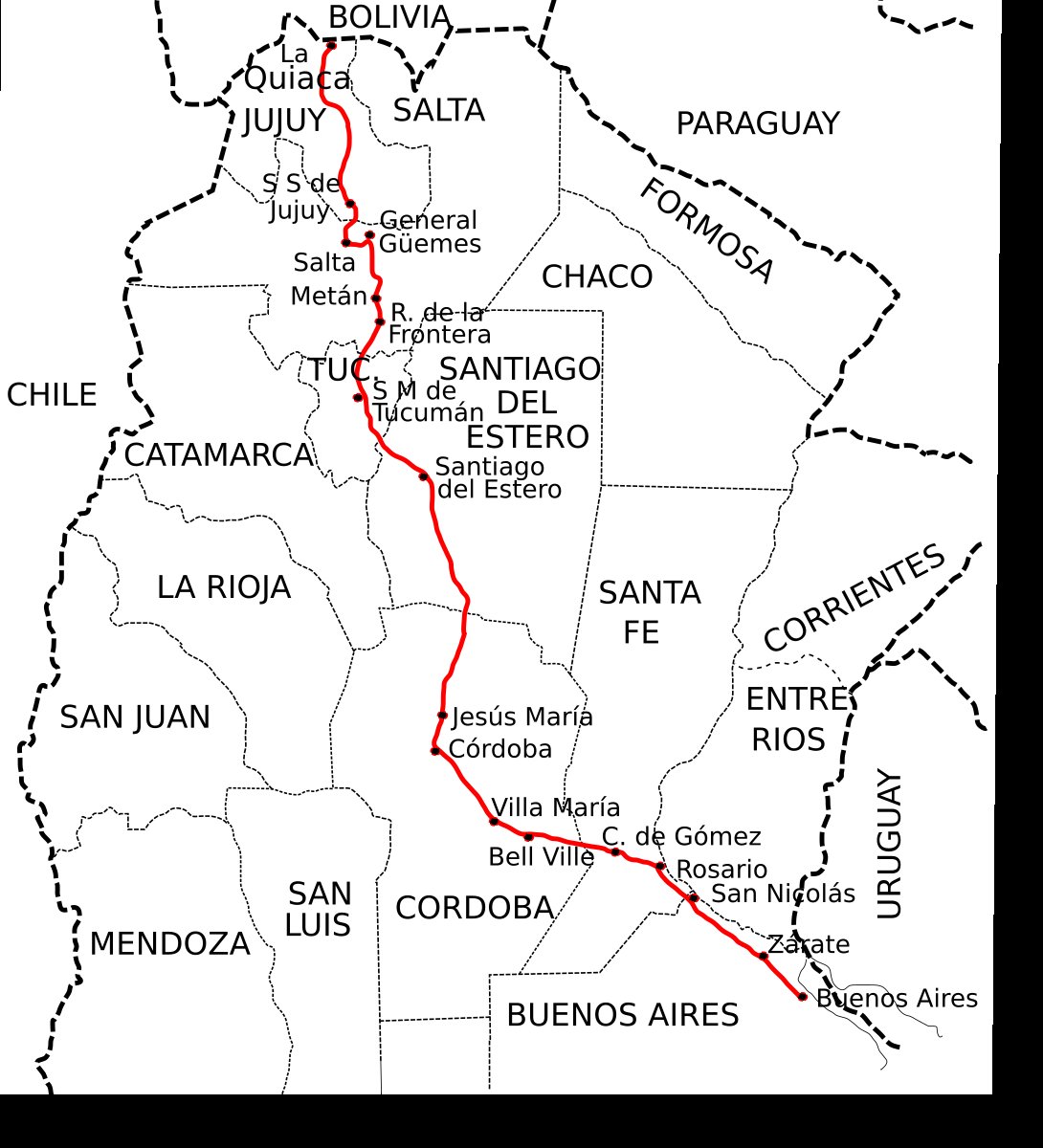 Esta es la ruta 9 argentina.
Por las dudas quieran hacer alguna referencia geográfica y no la conozcan.