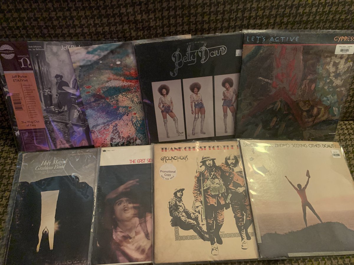 Vinyl Adventures this Saturday

Jeff Parker
Premrock <a href="/PlanetPremRock/">PremRock</a> 
Betty Davis
Let’s Active
Graham Bond
The East Side Kids
Groundhogs
Bayete