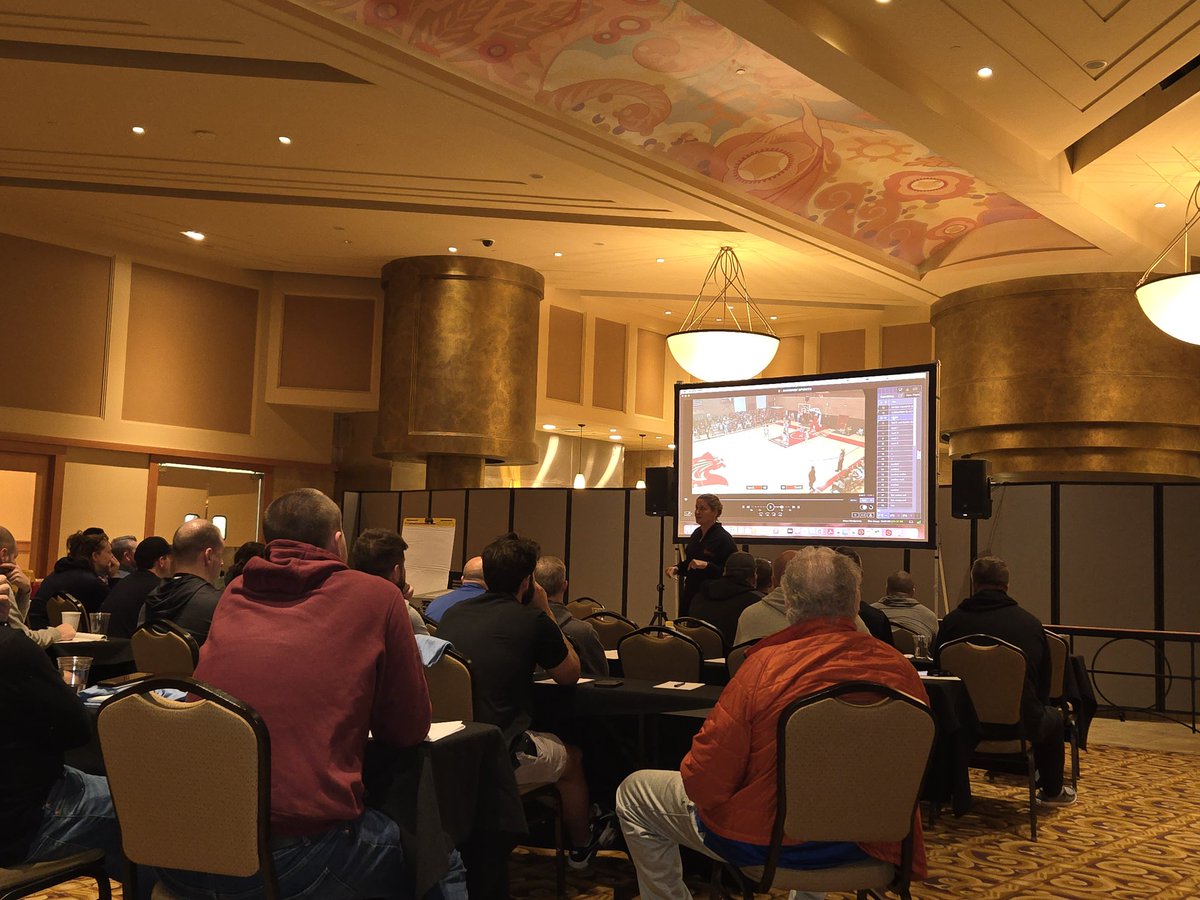 2025 MBHOF Coaches Clinic speaker and <a href="/BatesCollege/">Bates College</a> head women's coach Allison Montgomery talks offensive execution