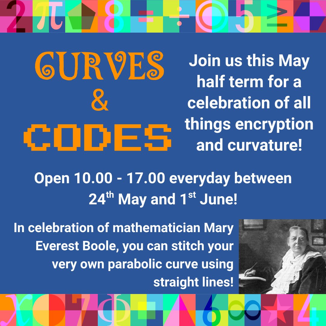 Did you know that it is possible to stitch a parabolic curve out of wool or string? Try it out at MathsCity Leeds this May half term using Mary Boole’s pioneering technique!

#CurvesAndCodes #MathsCityLeeds #MaryBoole #WomeninSTEM #WomenInMaths #Leeds #maths