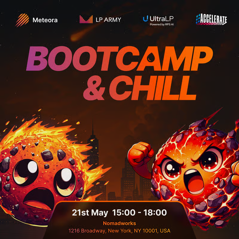 UseUltraLP's tweet image. Hey NYC! 🇺🇸 @SolanaConf 

We&apos;re cohosting a Live Liquidity Provision Bootcamp &amp;amp; Chill with @MeteoraAG @met_lparmy 

When: May 21, 3PM EST (Before @JupiterExchange Aggregate) 
Where: Nomadworks 1216 Broadway (2nd Floor) 
For who: Those interested in earning fees as a liquidity…