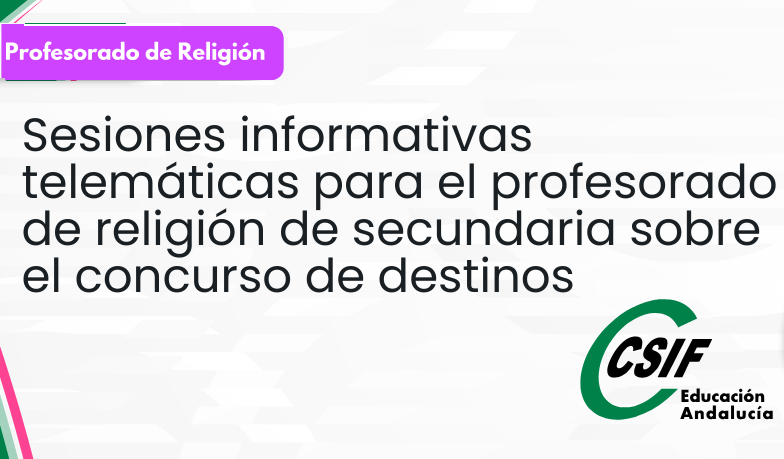 Sesiones informativas telemáticas para el profesorado de religión de secundaria sobre el concurso de destinos 2025/2026

csif.es/es/noticia/por…

#OrgullososdeSerDocentesdeReligión
#SiTuNoTeConformasNosotrosTampoco
#TodoXTodos