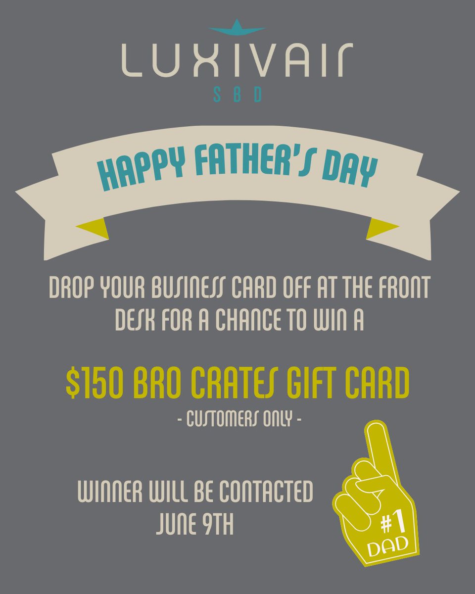 🛩️  This Father’s Day, we tip our wings to you. Thanks for keeping things leveled – both on the ground and in the air. 🛩️ 

Enter your Business Card Raffle to win a $150 BroCrates Gift Card – the perfect way to treat the dads, mentors, or father figures in your life.