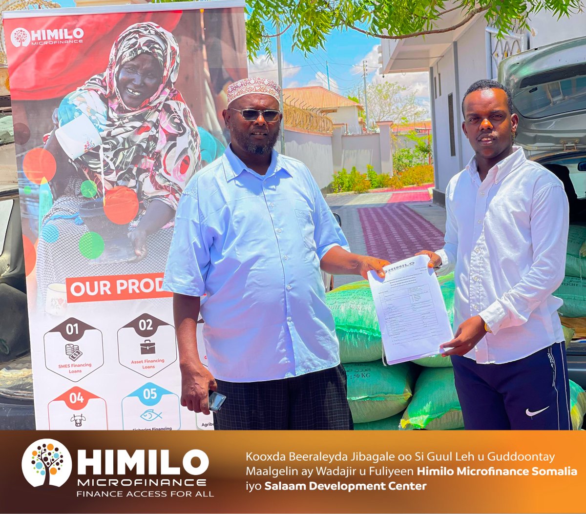 HimiloMFI's tweet photo. @HimiloMFI  in collaboration with Salaam Development Center (SDC), has successfully disbursed an asset product to the Jibagale Group, strengthening agricultural finance in Somalia! 🌱

This initiative boosts productivity, empowers smallholder farmers, and supports food security. https://t.co/8wjJ61Jzdn