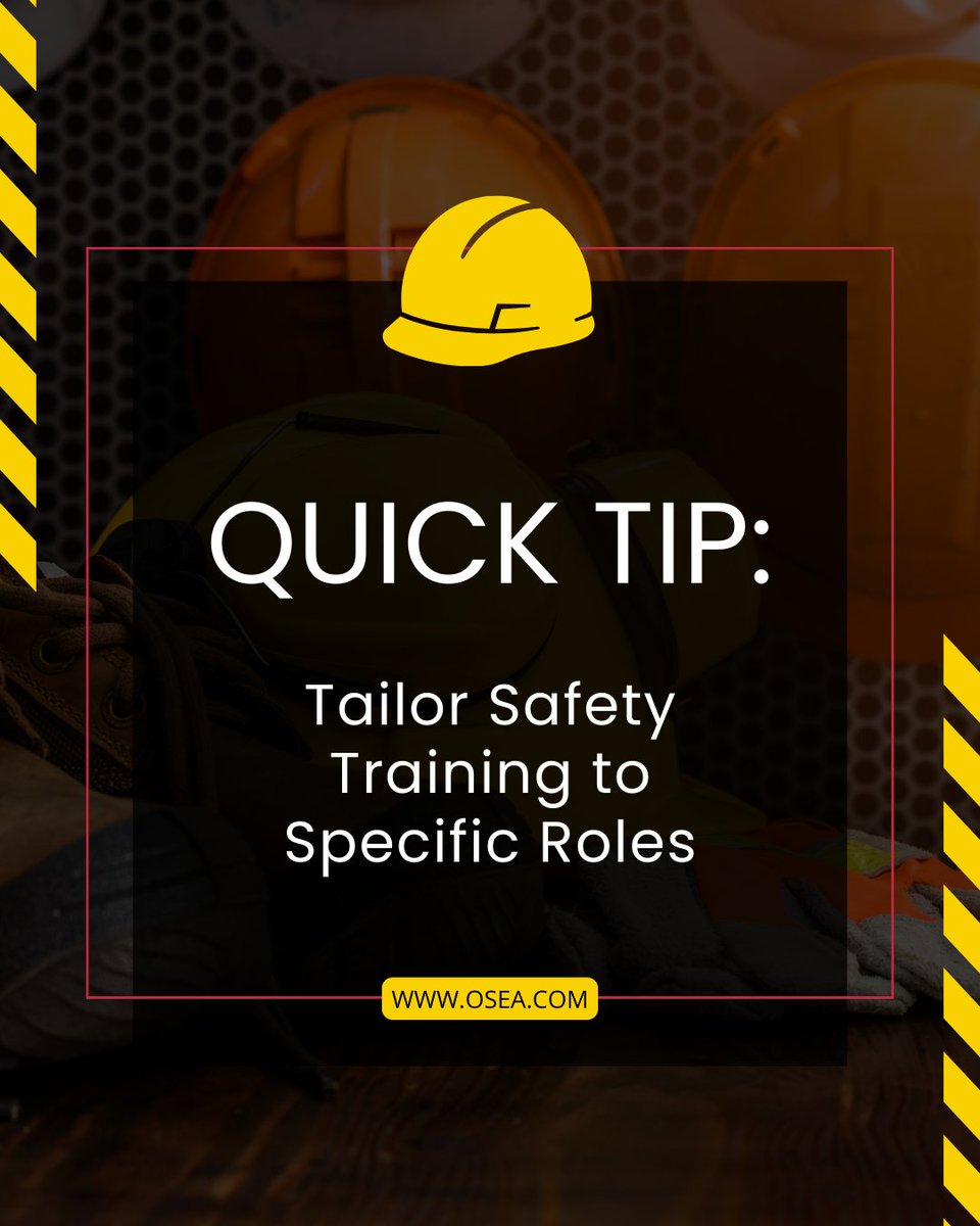 OSEAinc's tweet photo. Not all employees face the same risks. Customize safety training for different roles to ensure everyone receives the most relevant and practical information. This approach helps mitigate specific risks more effectively.

📞 Contact us to find out how we can help promote safet ... https://t.co/3eJXsglsUS