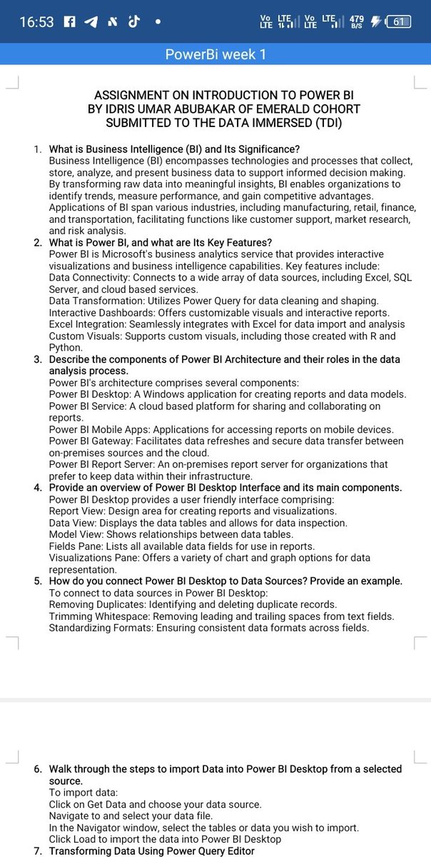 Idrees__Umar's tweet photo. Assignment on introduction to @MSPowerBI submitted to @TDataImmersed 
@DabereNnamani @JudeRaji_ 
#TDI https://t.co/Gix9b2i8pQ
