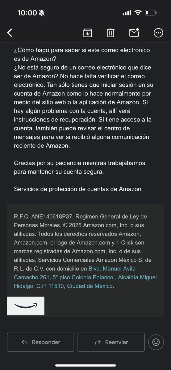 wendii127's tweet photo. @amazonmex ¿me pueden ayudar a comprobar si este correo es FALSO? https://t.co/XA6aWQf2Al