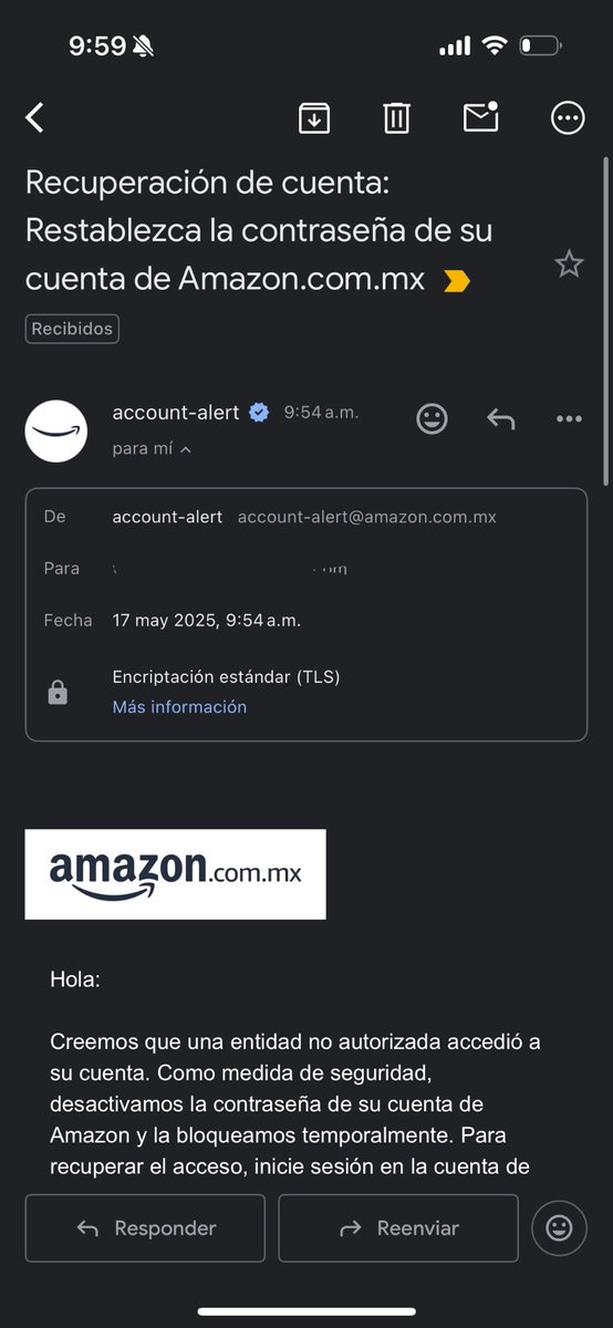 wendii127's tweet photo. @amazonmex ¿me pueden ayudar a comprobar si este correo es FALSO? https://t.co/XA6aWQf2Al