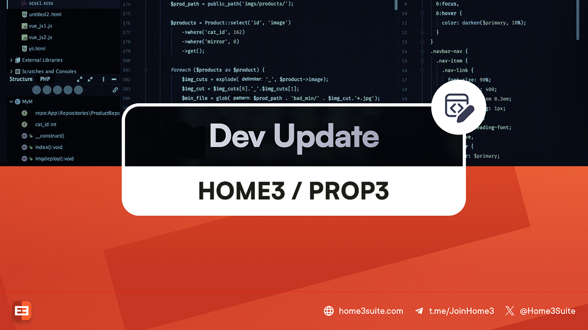 HOME3 Development Update

On the HOME3 web platform front, we're finalizing the Property Details page with app-matching charts &amp; data integrations. Discovery view is up next, followed by the Compare Properties feature to round out the core platform.

Over on PROP3, we're working