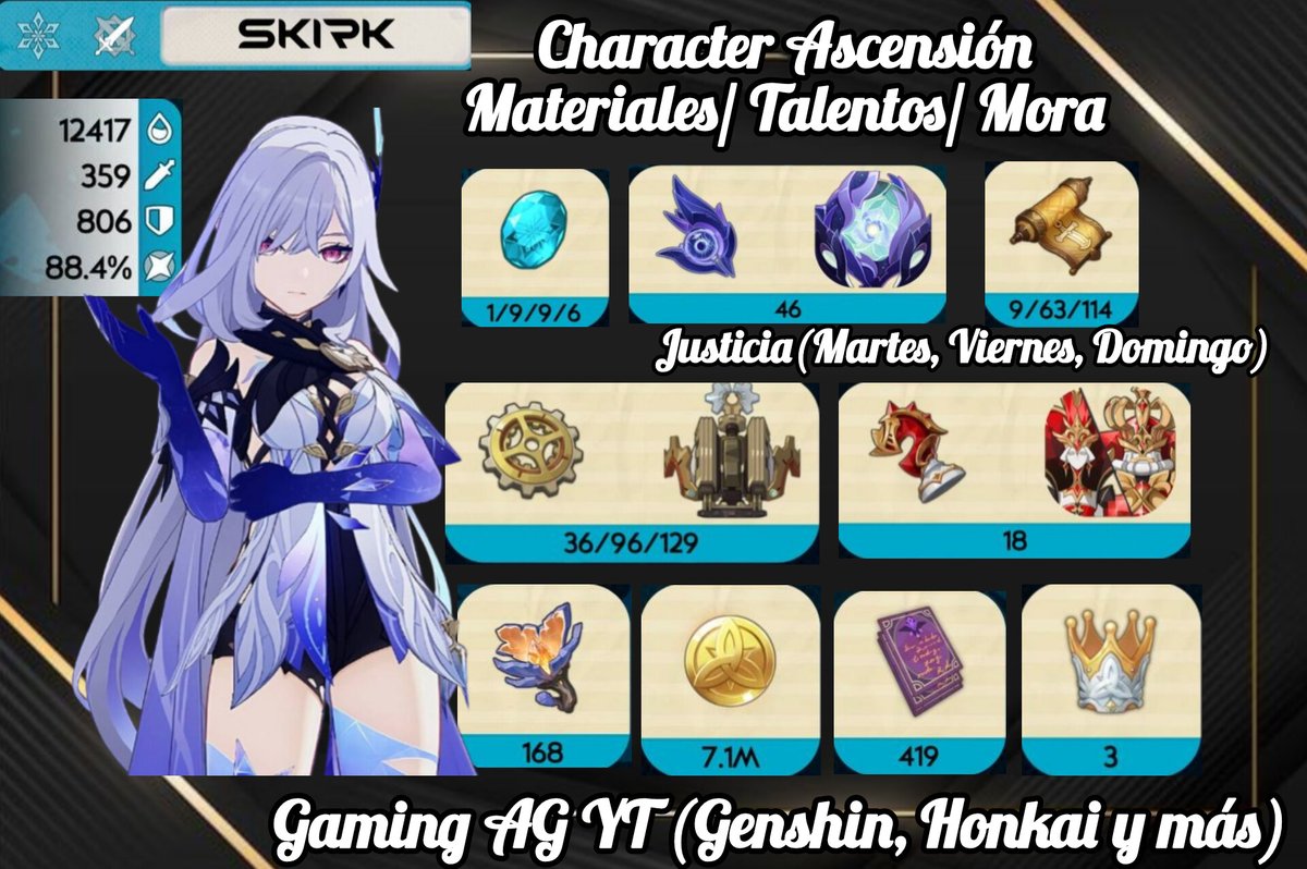 anthonygoy61798's tweet photo. Pre farmeo para Skirk - En donde Farmear sus Materiales y su Arma para la 5.7 - Genshin Impact.
Pre-farming for Skirk - Where to Farm His Materials and Weapon for 5.6 - Genshin Impact.
#GenshinImpact #AnimeJapan #waifu #escoffier #prefarmeo #farmeo #gacha https://t.co/P1CJhBtWKE
