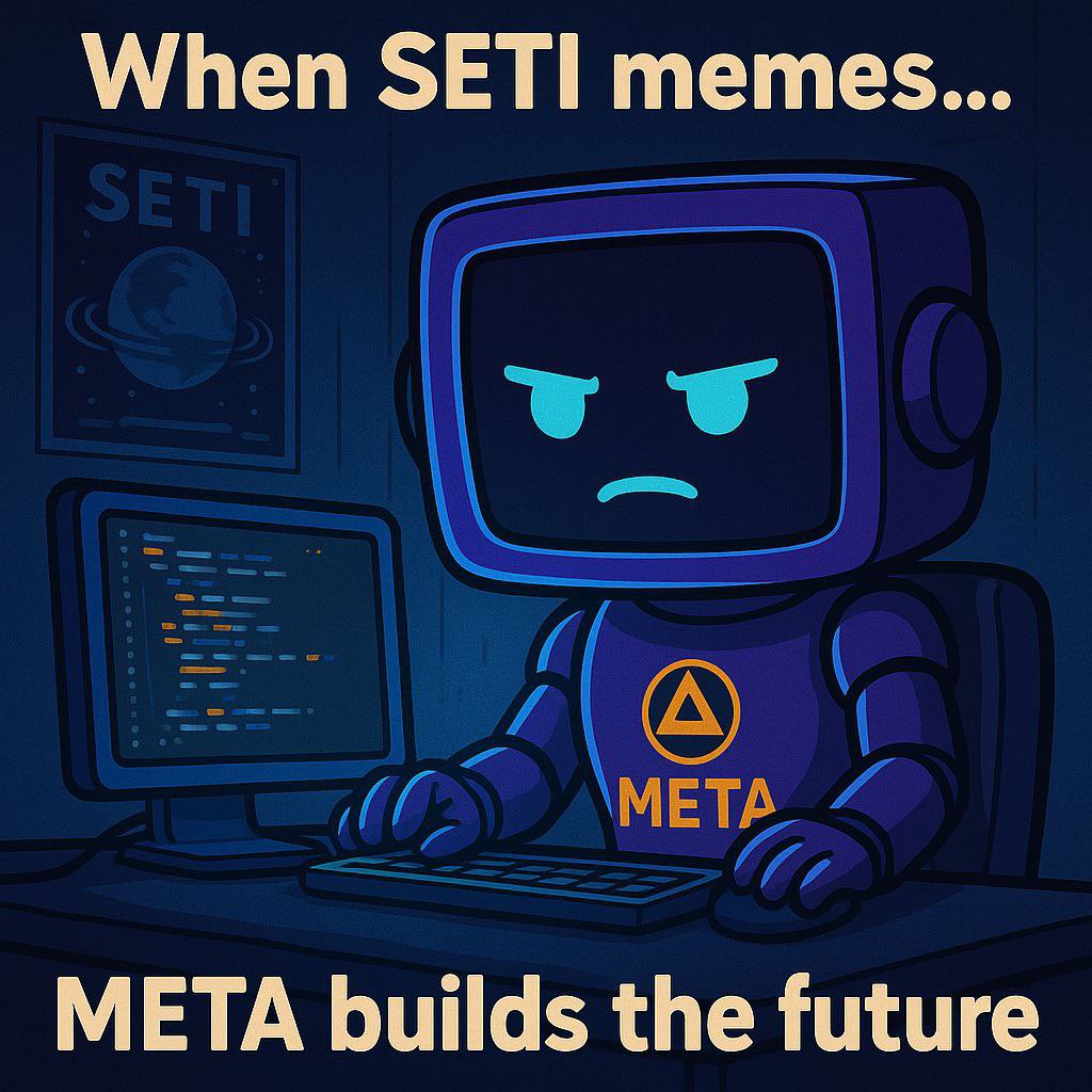 ALTSETING's tweet photo. While everyone’s busy vibing with SETI, META is in the lab cooking the next big thing.
Brains over hype.
Code over clout.
META moves in silence — but always moves smart.
#MetaMode #Altseting #CryptoBrains #Web3Builder #PumpFunDev #SilentCoder #MemeCoinTech #SETIxMETA #BehindTheScenes #DeFiLogic