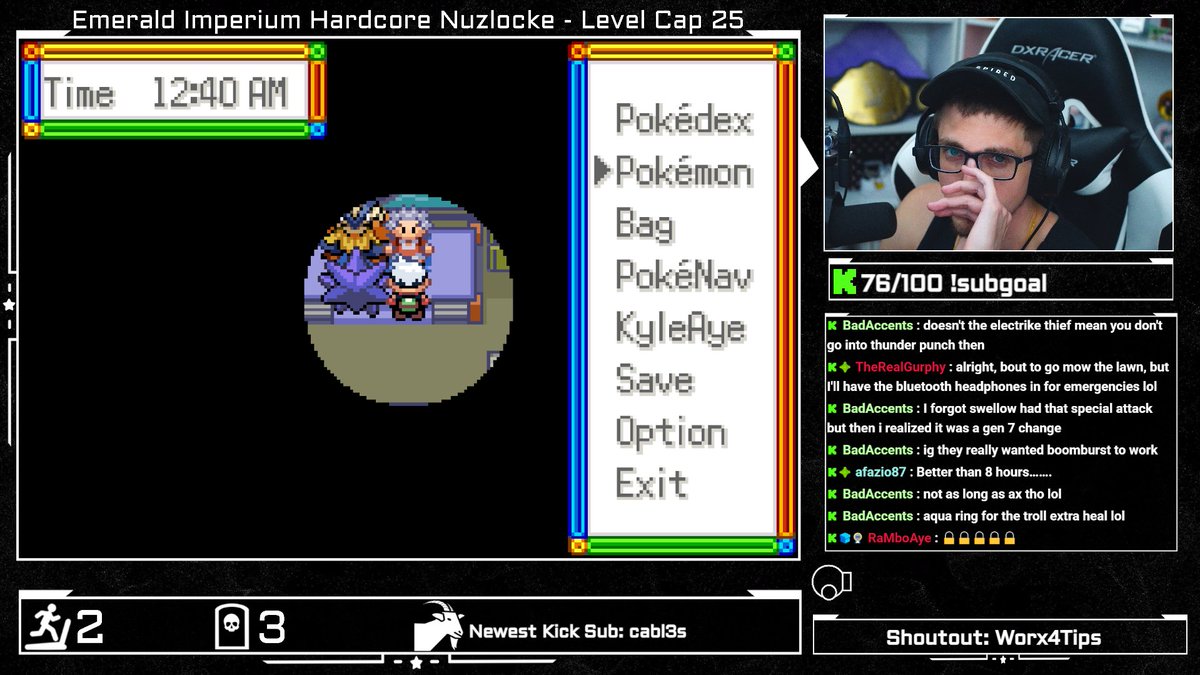Emerald Imperium Hardcore Nuzlocke Gym 2 battle starts now
Kick/KyleAye
